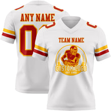 Load image into Gallery viewer, Custom White Red-Gold Authentic Football Jersey