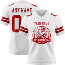Load image into Gallery viewer, Custom White Red Authentic Football Jersey