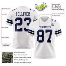Load image into Gallery viewer, Custom White Navy Authentic Football Jersey