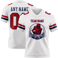 Load image into Gallery viewer, Custom White Red-Navy Authentic Football Jersey