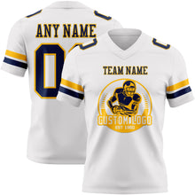 Load image into Gallery viewer, Custom White Navy-Gold Authentic Football Jersey