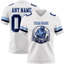 Load image into Gallery viewer, Custom White Navy-Light Blue Authentic Football Jersey