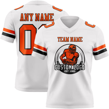 Custom White Orange-Black Authentic Football Jersey