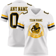 Load image into Gallery viewer, Custom White Black-Gold Authentic Football Jersey