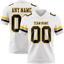 Load image into Gallery viewer, Custom White Black-Gold Authentic Football Jersey