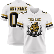 Load image into Gallery viewer, Custom White Black-Old Gold Authentic Football Jersey