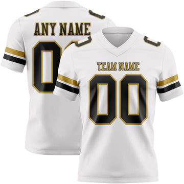 Custom White Black-Old Gold Authentic Football Jersey