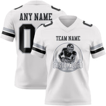Load image into Gallery viewer, Custom White Black-Gray Authentic Football Jersey