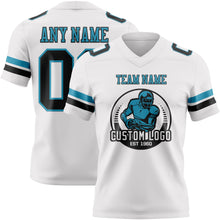 Load image into Gallery viewer, Custom White Black-Panther Blue Authentic Football Jersey
