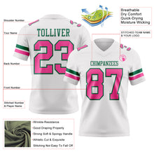 Load image into Gallery viewer, Custom White Pink-Kelly Green Authentic Football Jersey