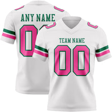 Load image into Gallery viewer, Custom White Pink-Kelly Green Authentic Football Jersey