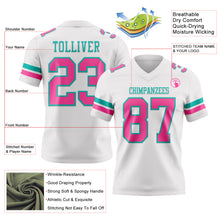Load image into Gallery viewer, Custom White Pink-Aqua Authentic Football Jersey