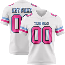 Load image into Gallery viewer, Custom White Pink Black-Light Blue Authentic Football Jersey