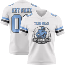 Load image into Gallery viewer, Custom White Light Blue-Steel Gray Authentic Football Jersey