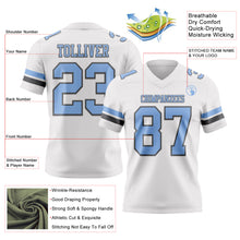 Load image into Gallery viewer, Custom White Light Blue-Steel Gray Authentic Football Jersey