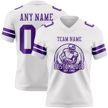 Load image into Gallery viewer, Custom White Purple Authentic Football Jersey