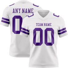 Load image into Gallery viewer, Custom White Purple Authentic Football Jersey