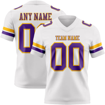 Custom White Purple-Gold Authentic Football Jersey