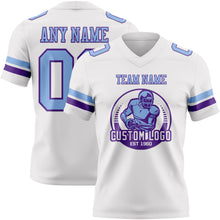 Load image into Gallery viewer, Custom White Light Blue-Purple Authentic Football Jersey