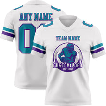 Load image into Gallery viewer, Custom White Teal-Purple Authentic Football Jersey