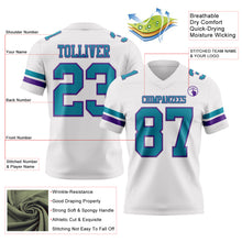 Load image into Gallery viewer, Custom White Teal-Purple Authentic Football Jersey