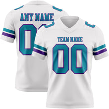 Load image into Gallery viewer, Custom White Teal-Purple Authentic Football Jersey