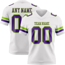 Charger l'image dans la galerie, Custom White Purple-Neon Green Authentic Football Jersey