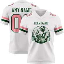 Load image into Gallery viewer, Custom White Medium Pink-Green Authentic Football Jersey