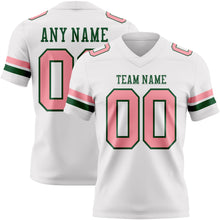 Load image into Gallery viewer, Custom White Medium Pink-Green Authentic Football Jersey