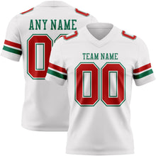 Laden Sie das Bild in den Galerie-Viewer, Custom White Red-Kelly Green Authentic Football Jersey