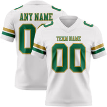 Загрузить изображение в средство просмотра галереи, Custom White Kelly Green-Old Gold Authentic Football Jersey