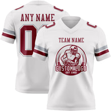 Laden Sie das Bild in den Galerie-Viewer, Custom White Crimson-Gray Authentic Football Jersey