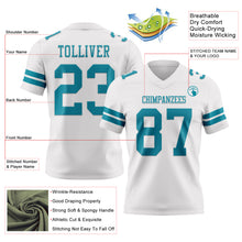 Load image into Gallery viewer, Custom White Teal Authentic Football Jersey