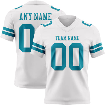Custom White Teal Authentic Football Jersey