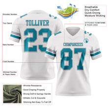 Load image into Gallery viewer, Custom White Teal-Gray Authentic Football Jersey
