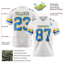 Load image into Gallery viewer, Custom White Powder Blue-Gold Authentic Football Jersey