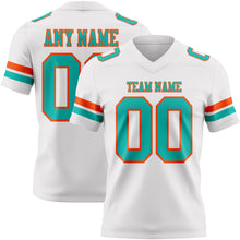 Charger l'image dans la galerie, Custom White Aqua-Orange Authentic Football Jersey