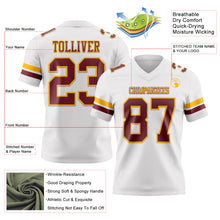 Load image into Gallery viewer, Custom White Burgundy-Gold Authentic Football Jersey