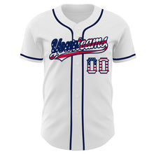 Load image into Gallery viewer, Custom White USA Flag-Navy Authentic Baseball Jersey
