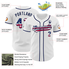 Load image into Gallery viewer, Custom White USA Flag-Navy Authentic Baseball Jersey