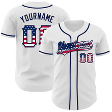 Load image into Gallery viewer, Custom White USA Flag-Navy Authentic Baseball Jersey