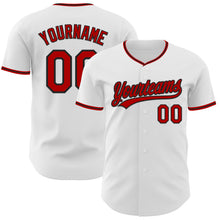 Load image into Gallery viewer, Custom White Red-Black Authentic Baseball Jersey