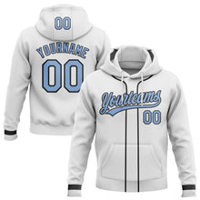 Load image into Gallery viewer, Custom Stitched White Light Blue-Black Baseball Pullover Sweatshirt Hoodie