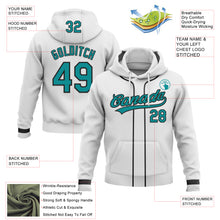 Load image into Gallery viewer, Custom Stitched White Teal-Black Baseball Pullover Sweatshirt Hoodie