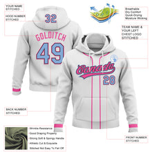 Load image into Gallery viewer, Custom Stitched White Light Blue Pink-Black Baseball Pullover Sweatshirt Hoodie