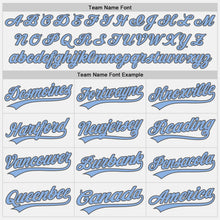 Load image into Gallery viewer, Custom Stitched White Light Blue-Steel Gray Baseball Pullover Sweatshirt Hoodie