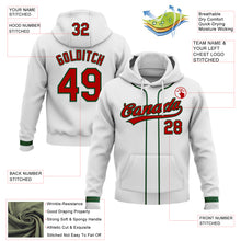 Load image into Gallery viewer, Custom Stitched White Red-Green Baseball Pullover Sweatshirt Hoodie