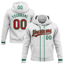Load image into Gallery viewer, Custom Stitched White Red-Kelly Green Baseball Pullover Sweatshirt Hoodie