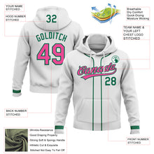 Load image into Gallery viewer, Custom Stitched White Pink-Kelly Green Baseball Pullover Sweatshirt Hoodie