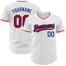Load image into Gallery viewer, Custom White Red-Royal Authentic Baseball Jersey